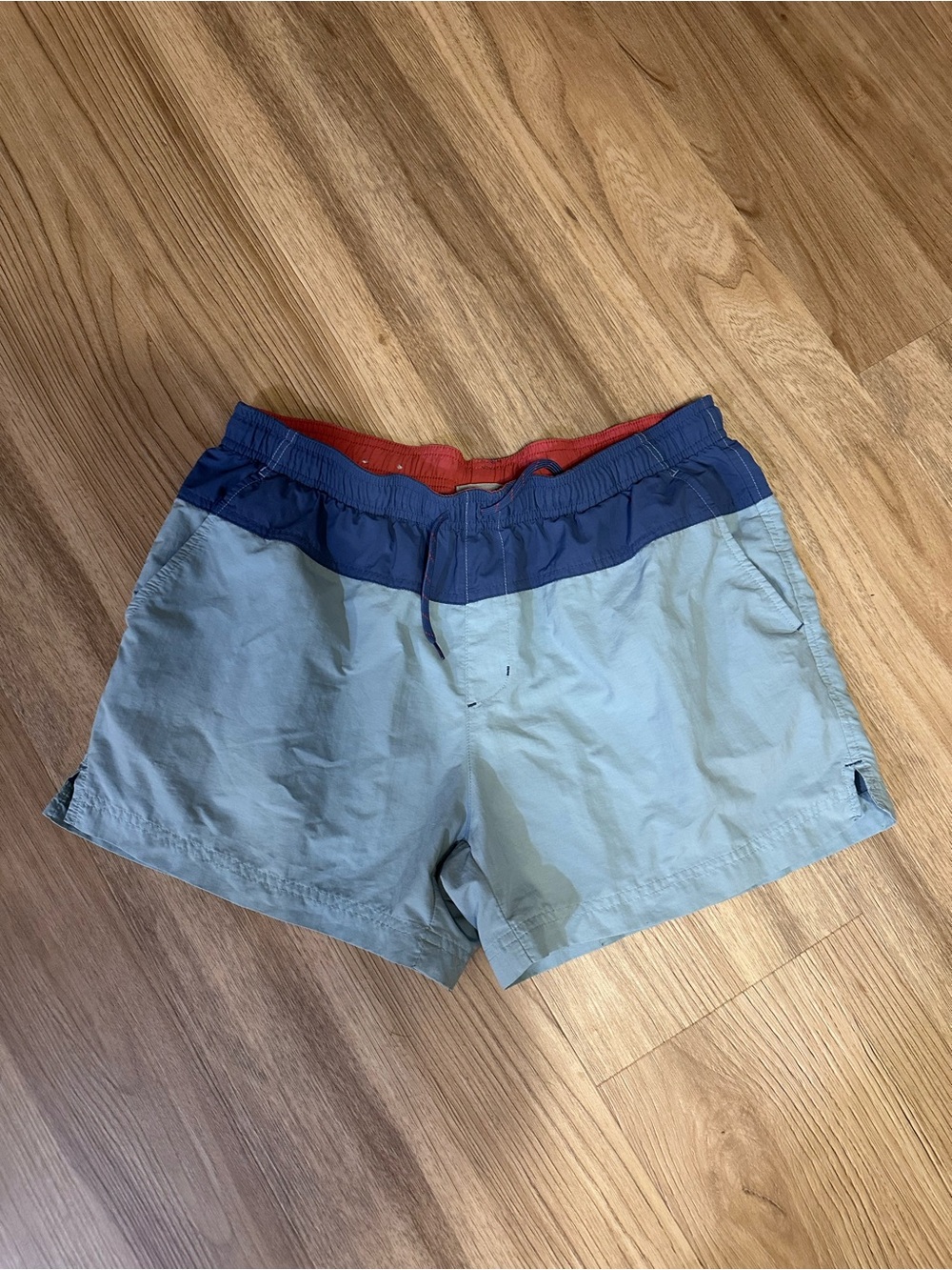 Colorblock Columbia Shorts in Light Blue and Navy